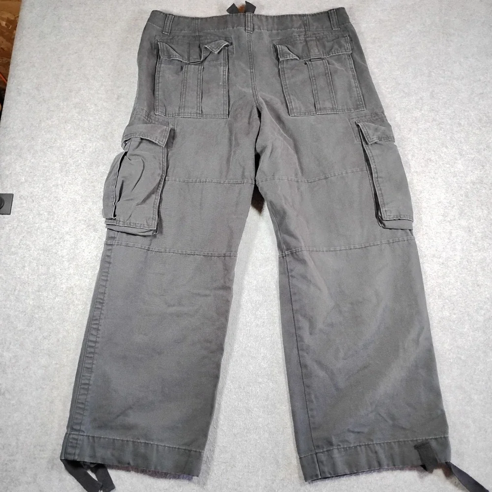 No Boundaries Pants Mens Charcoal Gray Cotton Canvas Cargo 40 Wide Leg